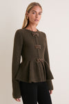 Olive Embellished Bow Scottie Cardigan