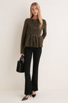 Olive Embellished Bow Scottie Cardigan