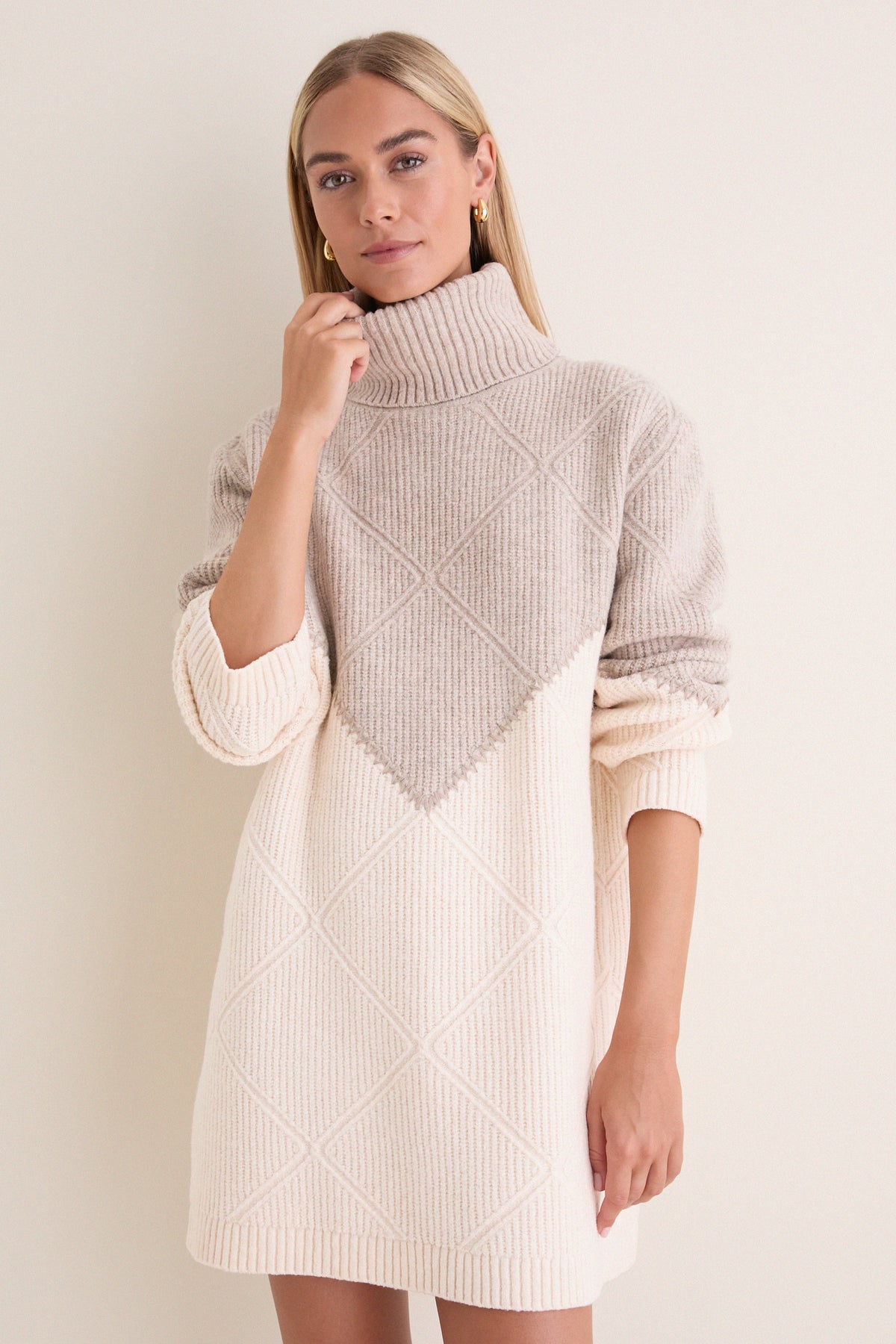 Taupe & Cream Demi Sweater Dress