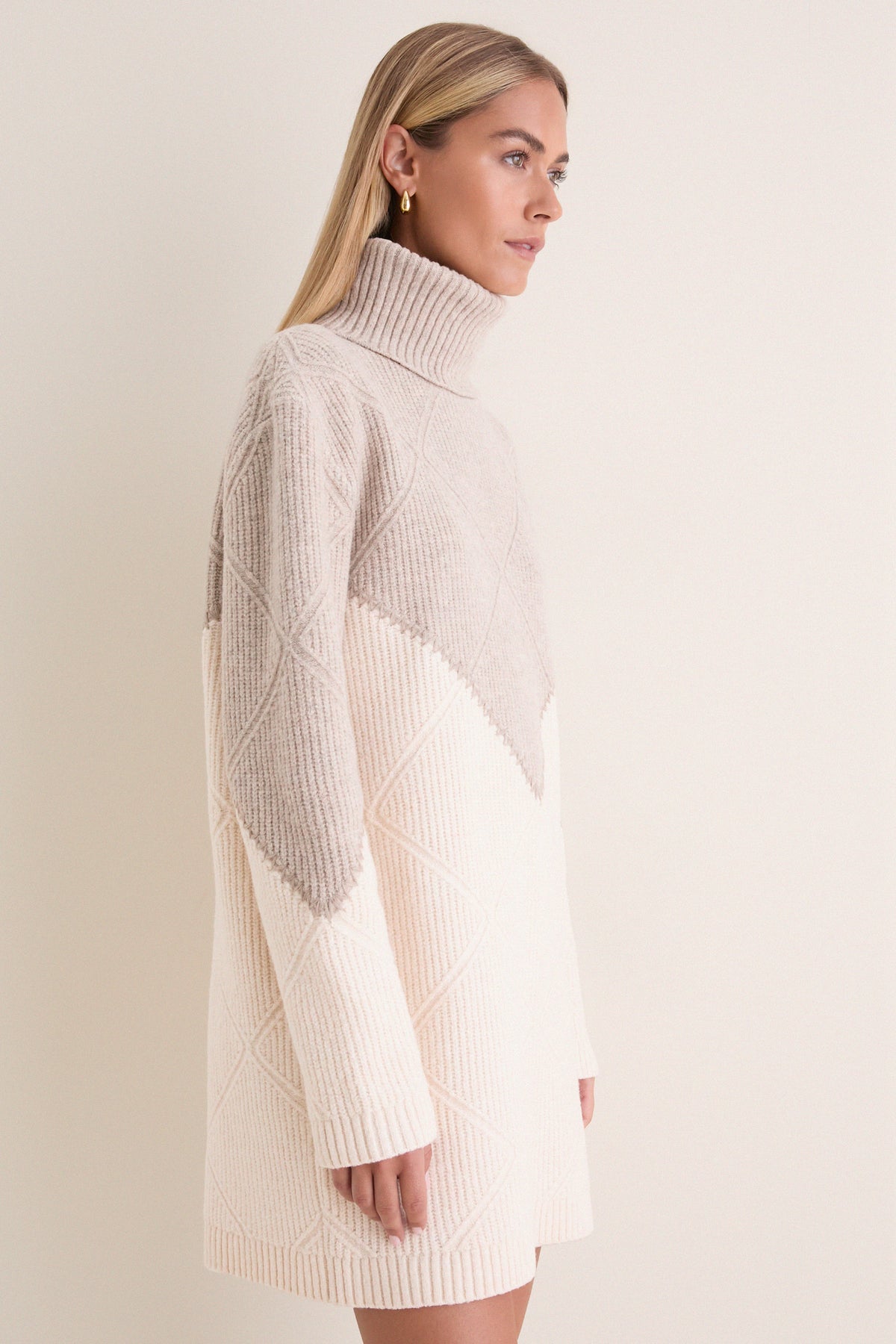 Taupe & Cream Demi Sweater Dress