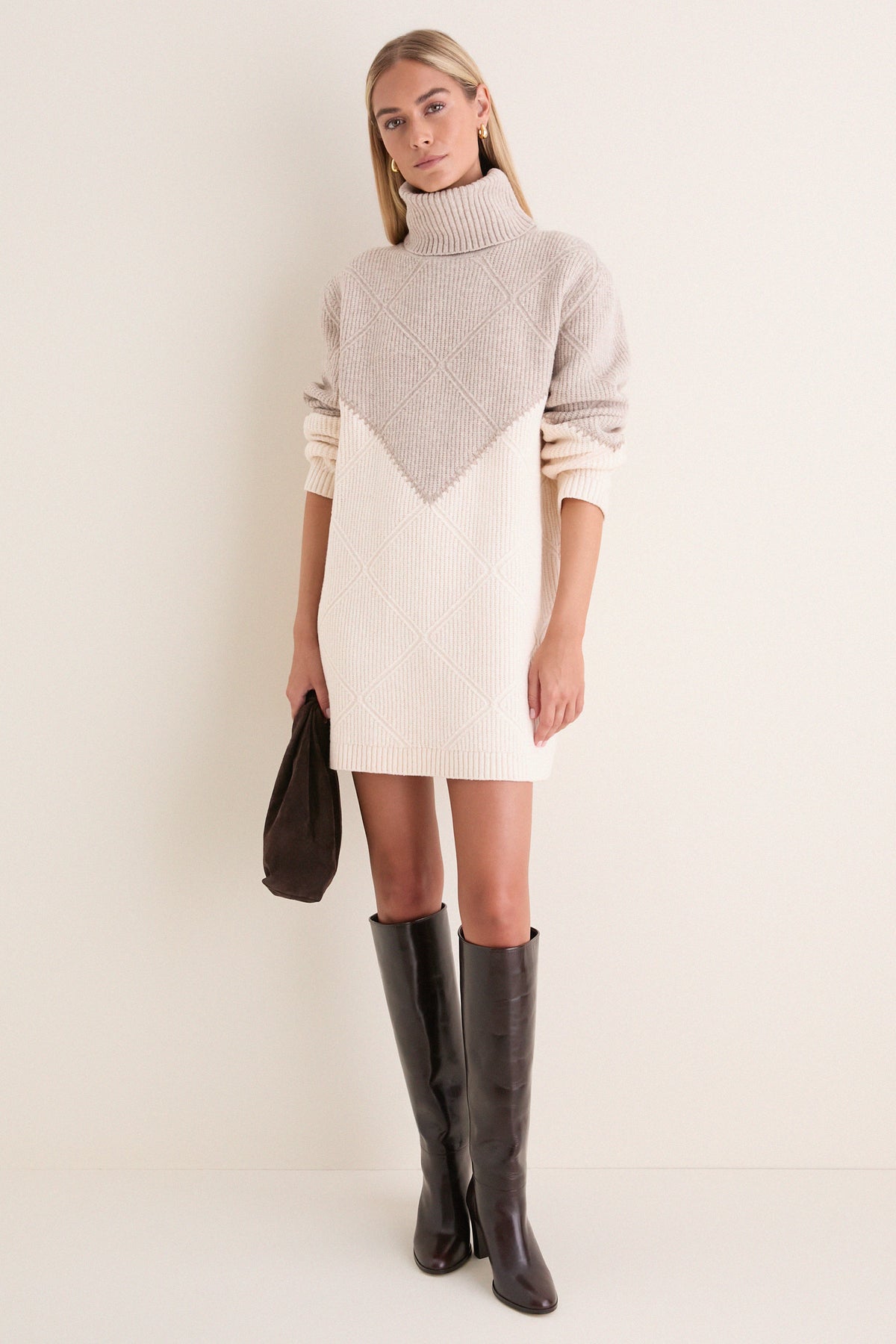 Taupe & Cream Demi Sweater Dress