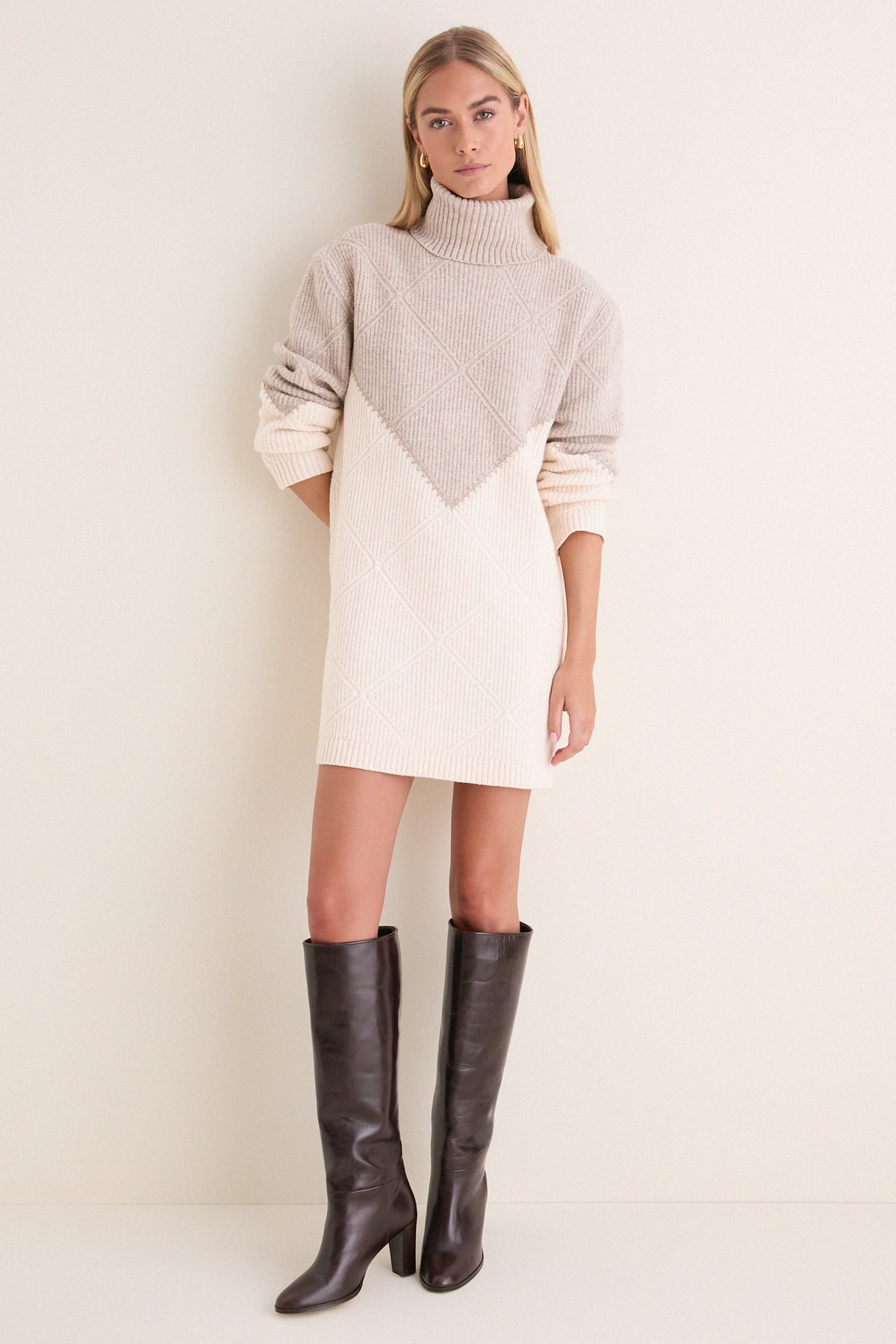 Taupe & Cream Demi Sweater Dress