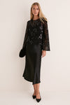 Black Sequin Applique Cleo Blouse