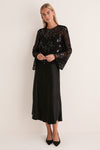Black Sequin Applique Cleo Blouse