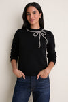 Black Embellished Bow Lilah Crewneck