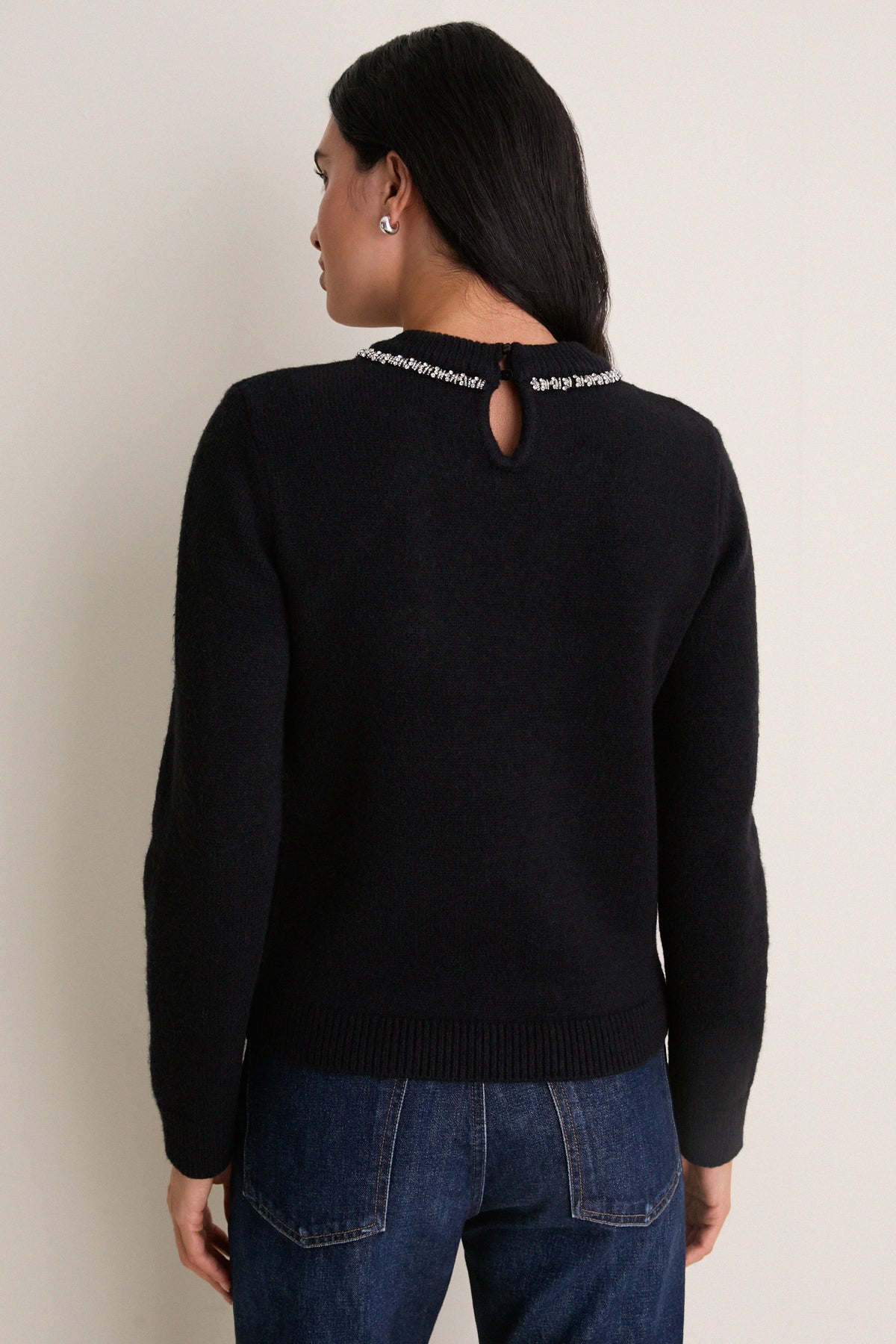 Black Embellished Bow Lilah Crewneck