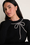 Black Embellished Bow Lilah Crewneck