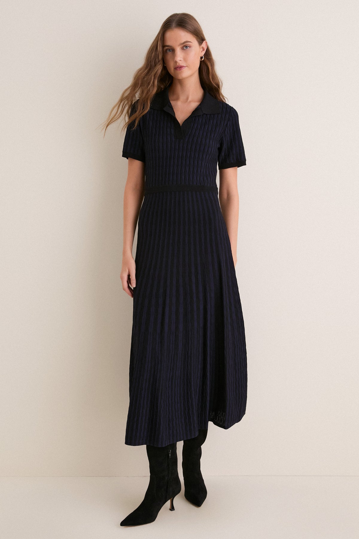 Midnight Knit Maude Polo Dress