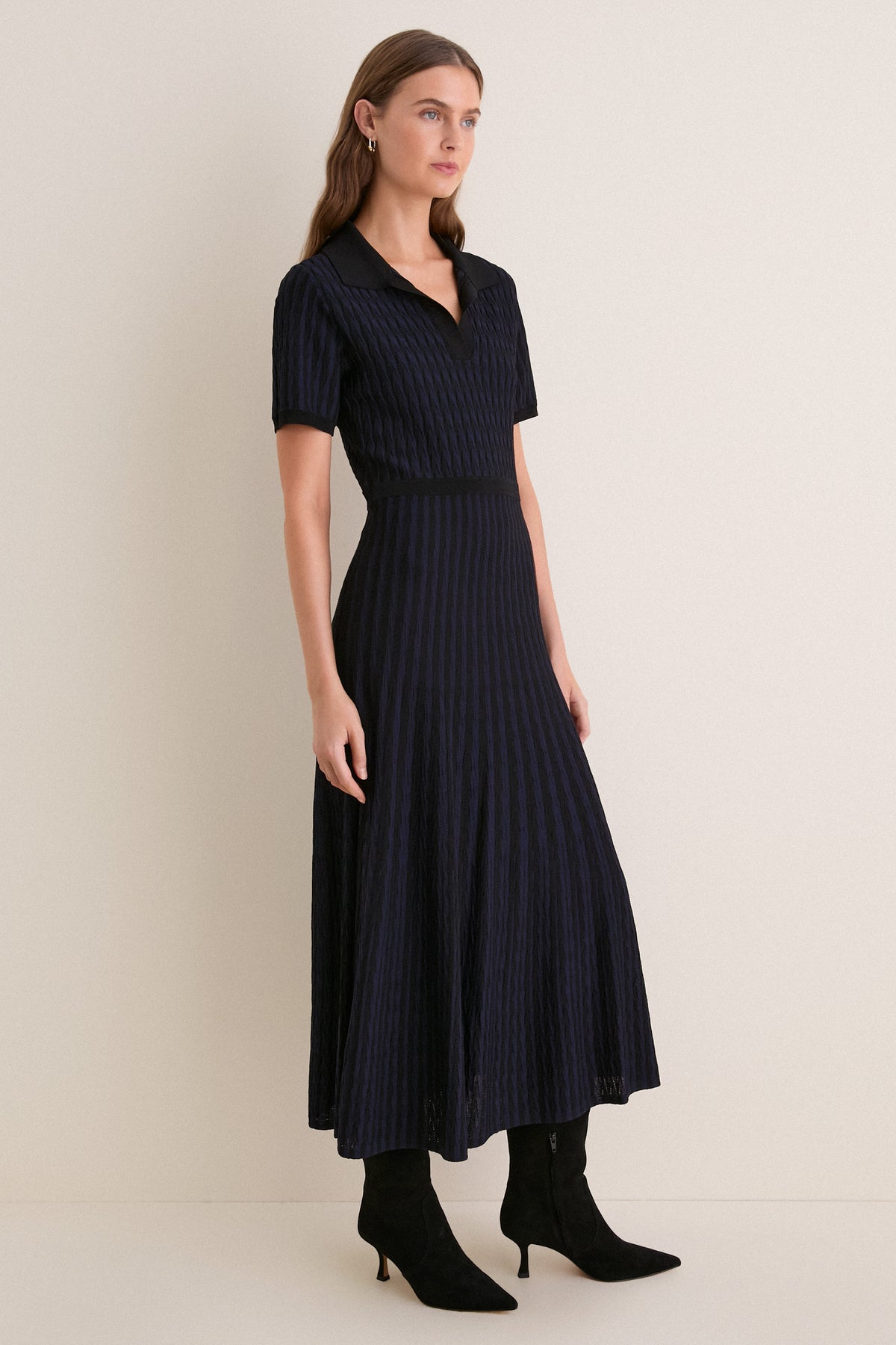 Midnight Knit Maude Polo Dress
