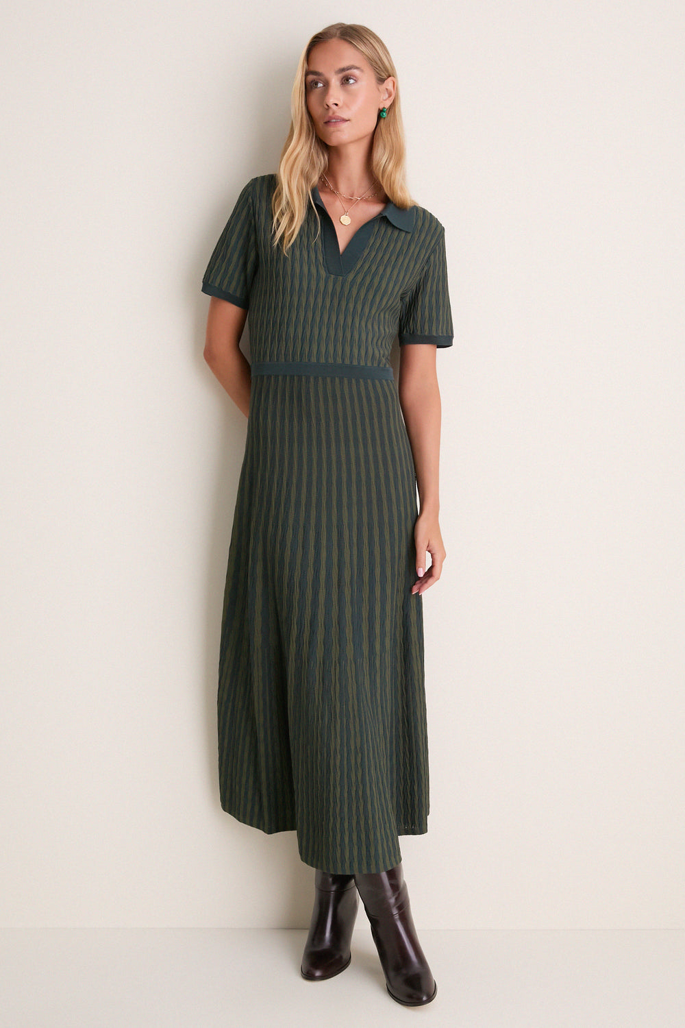 Evergreen Knit Maude Polo Dress