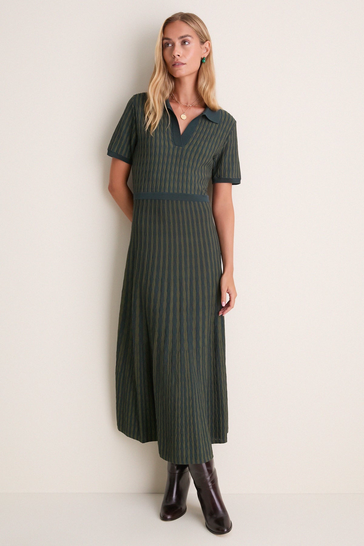 Evergreen Knit Maude Polo Dress