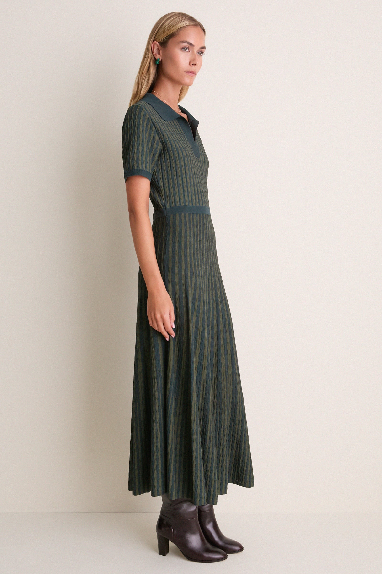 Evergreen Knit Maude Polo Dress