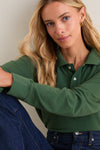 Washed Forest Long Sleeve Pique Holmes Boyfriend Polo