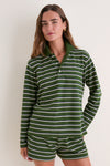 Forest Stripe Pique Emmett Boyfriend Polo