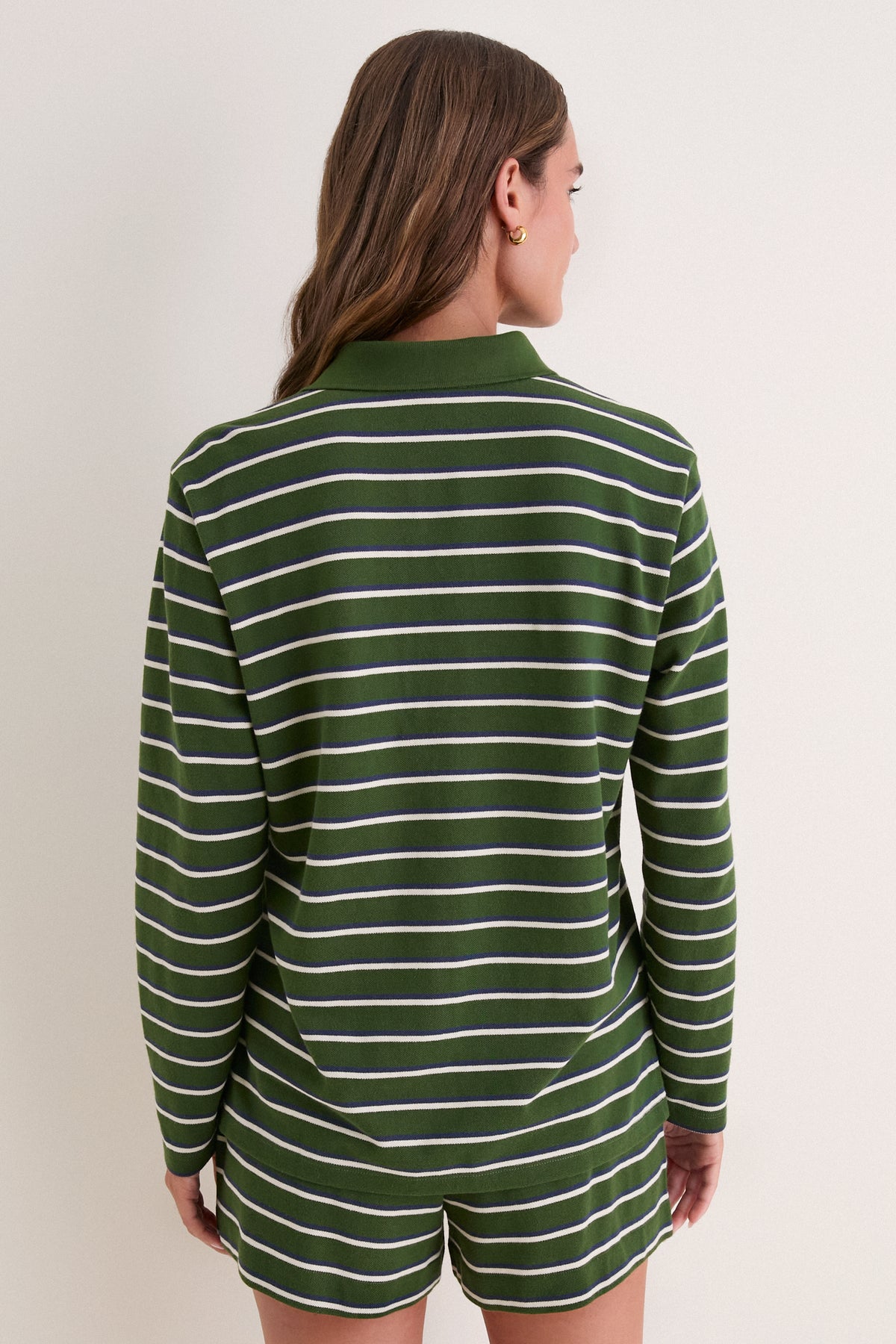 Forest Stripe Pique Emmett Boyfriend Polo
