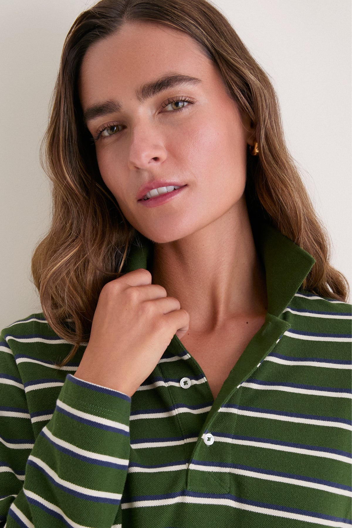 Forest Stripe Pique Emmett Boyfriend Polo