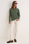 Forest Stripe Pique Emmett Boyfriend Polo