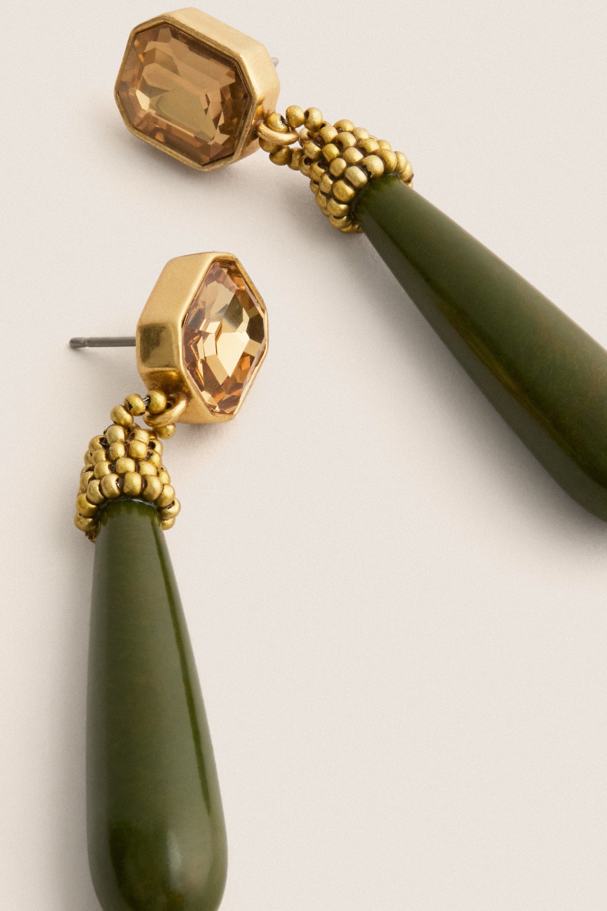 Amber and Sage Drop Earrings