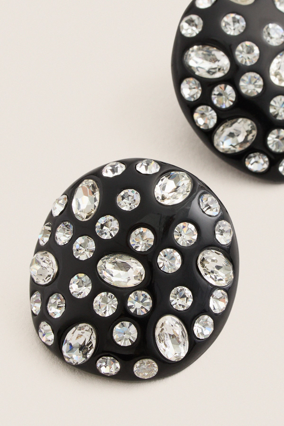 Black and Crystal Embellished Studs