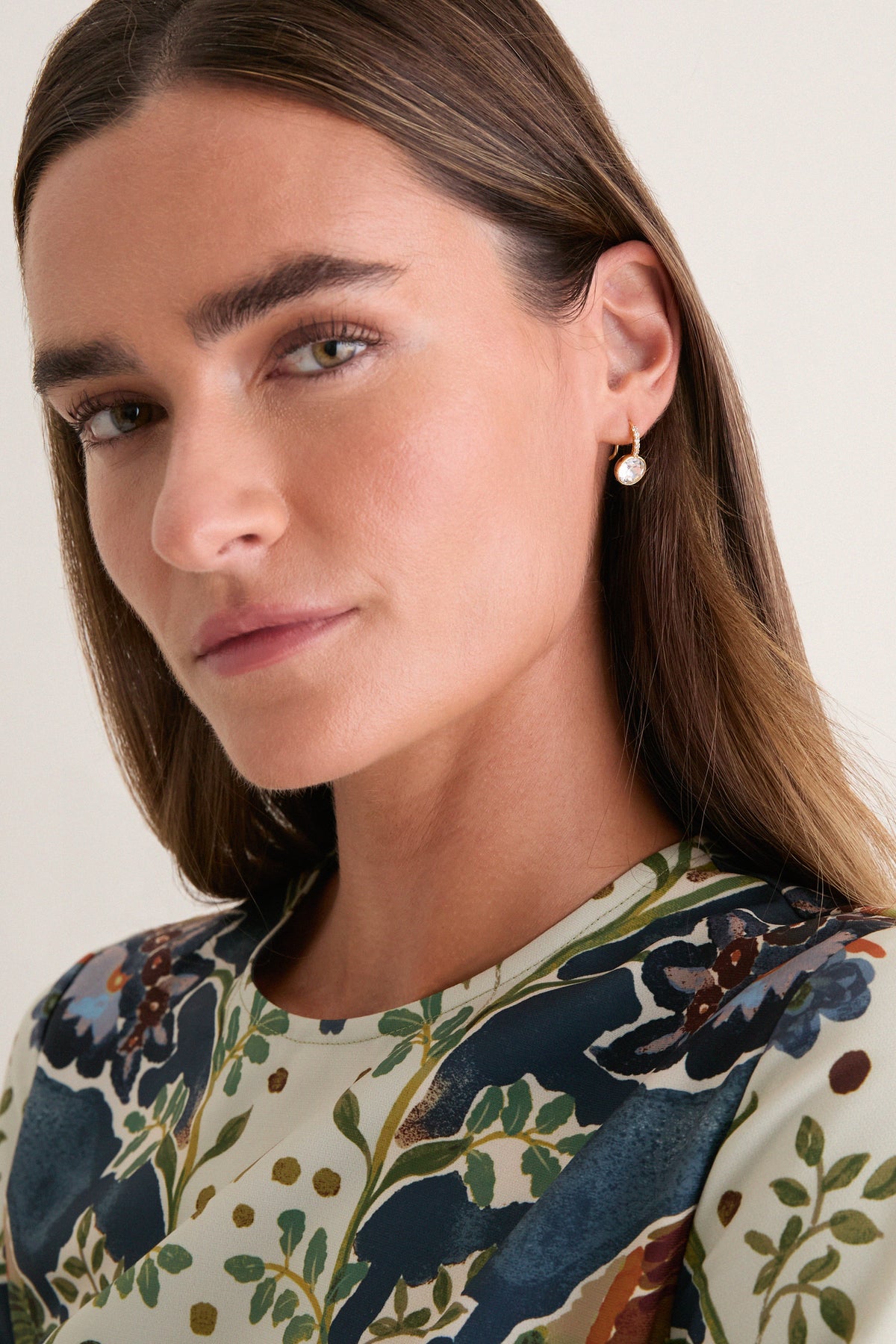 Crystal Bezel Mini Drop Earrings