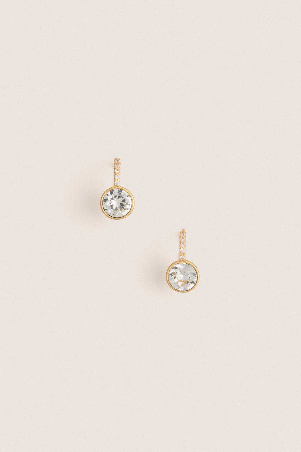 Crystal Bezel Mini Drop Earrings