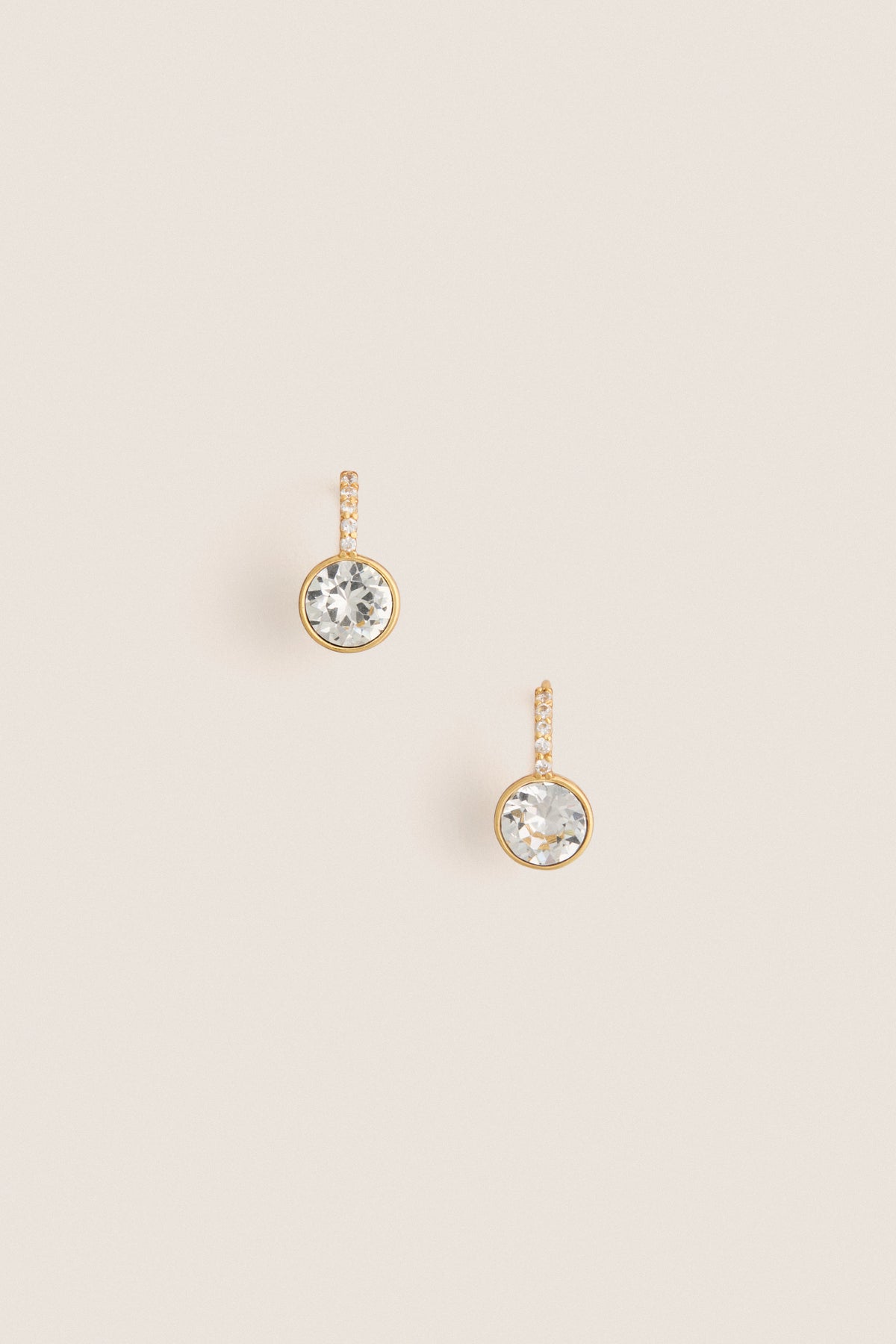 Crystal Bezel Mini Drop Earrings