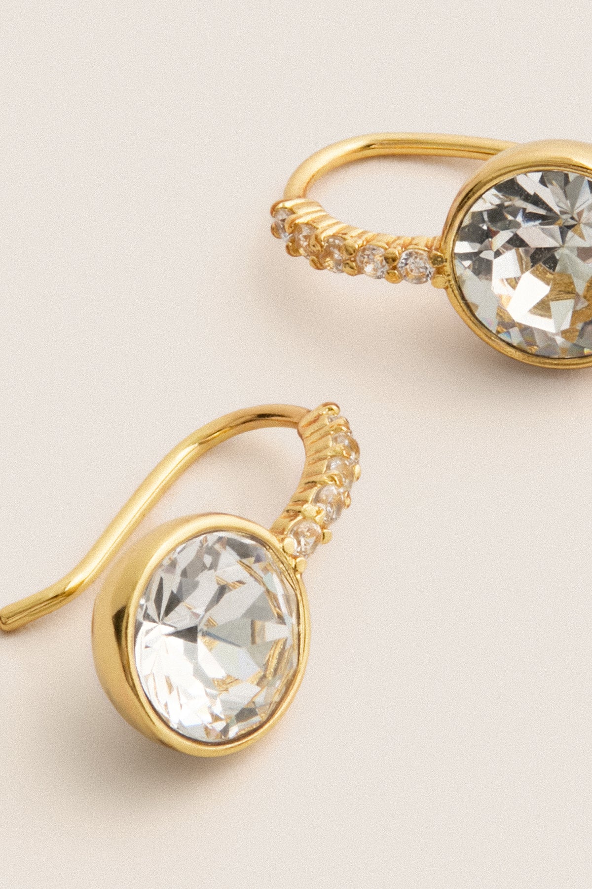 Crystal Bezel Mini Drop Earrings