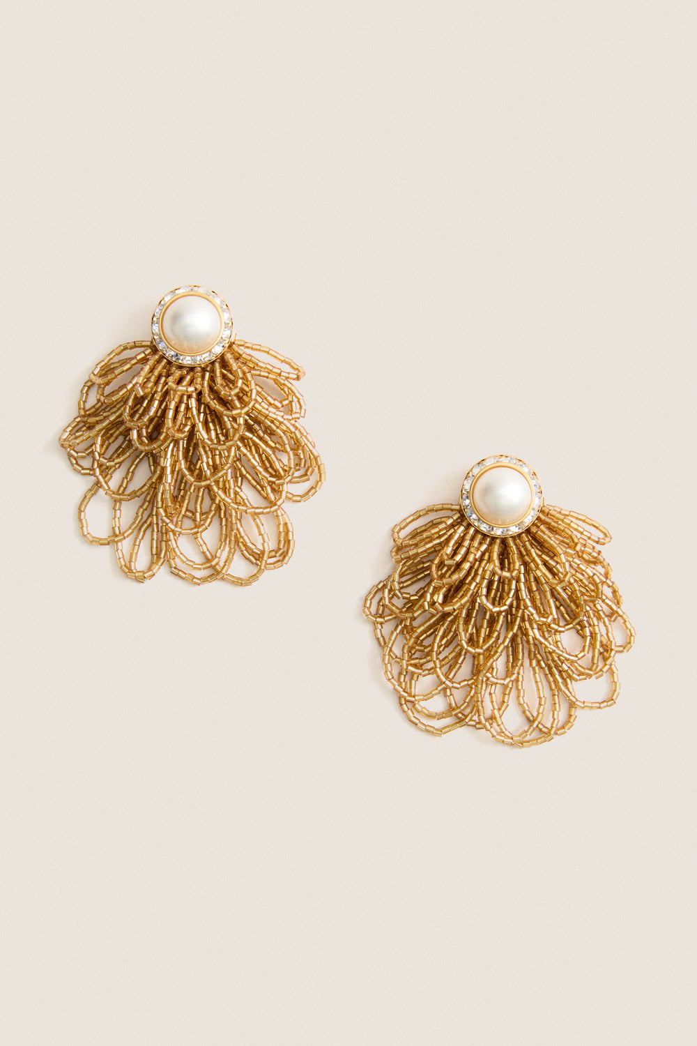 Pearl and Gold Beaded Earrings