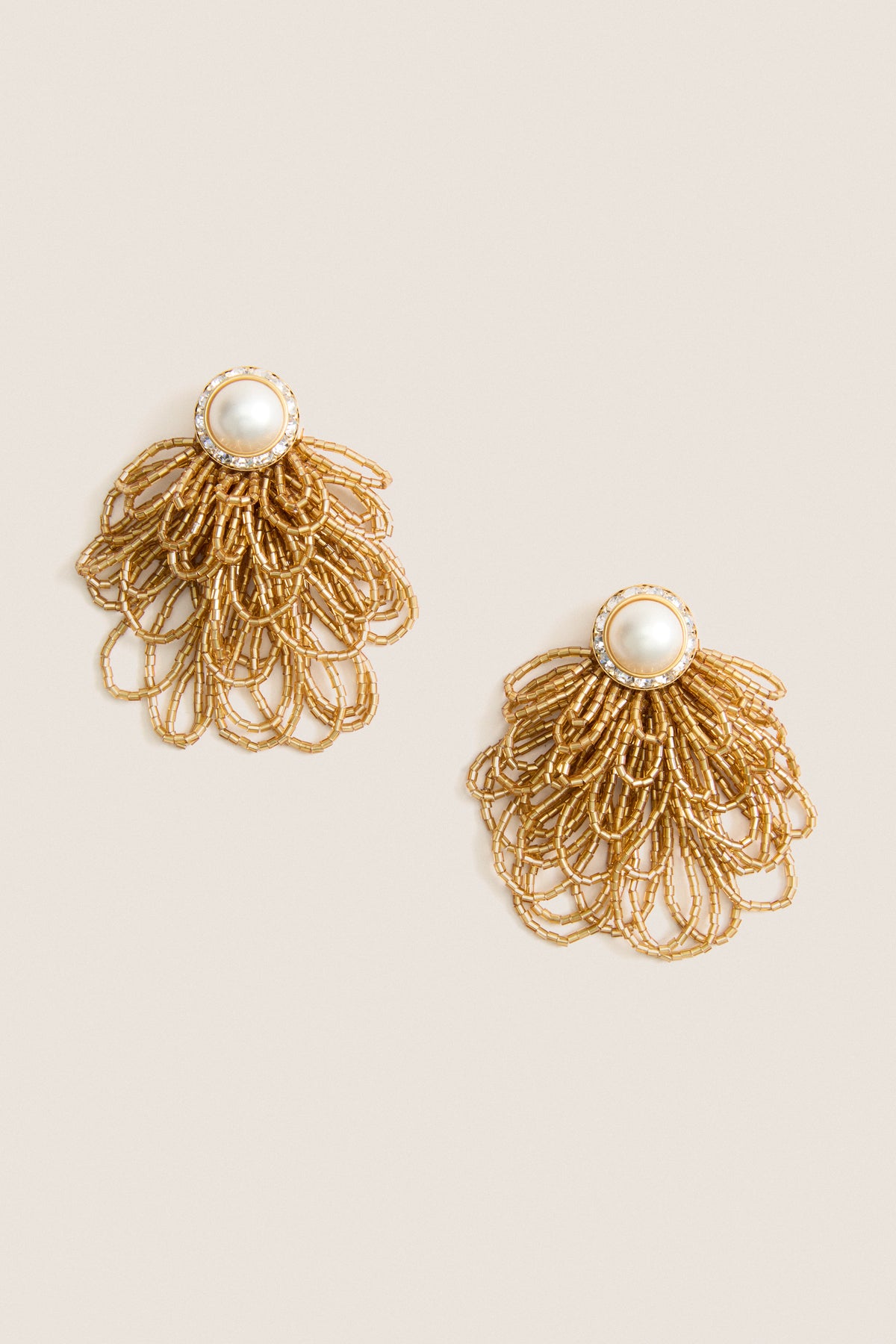 Pearl and Gold Beaded Earrings