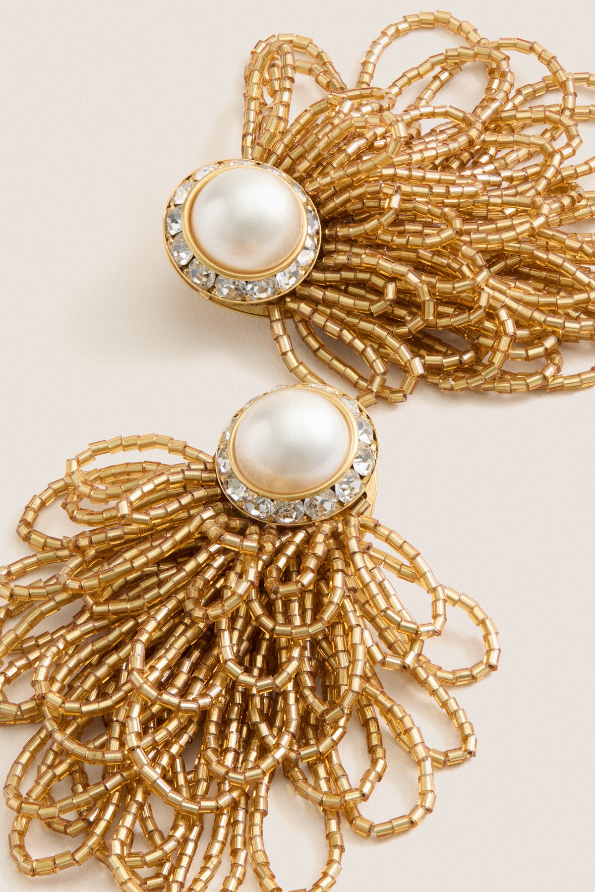 Pearl and Gold Beaded Earrings