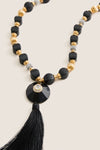 Black Beaded Tassel Necklace