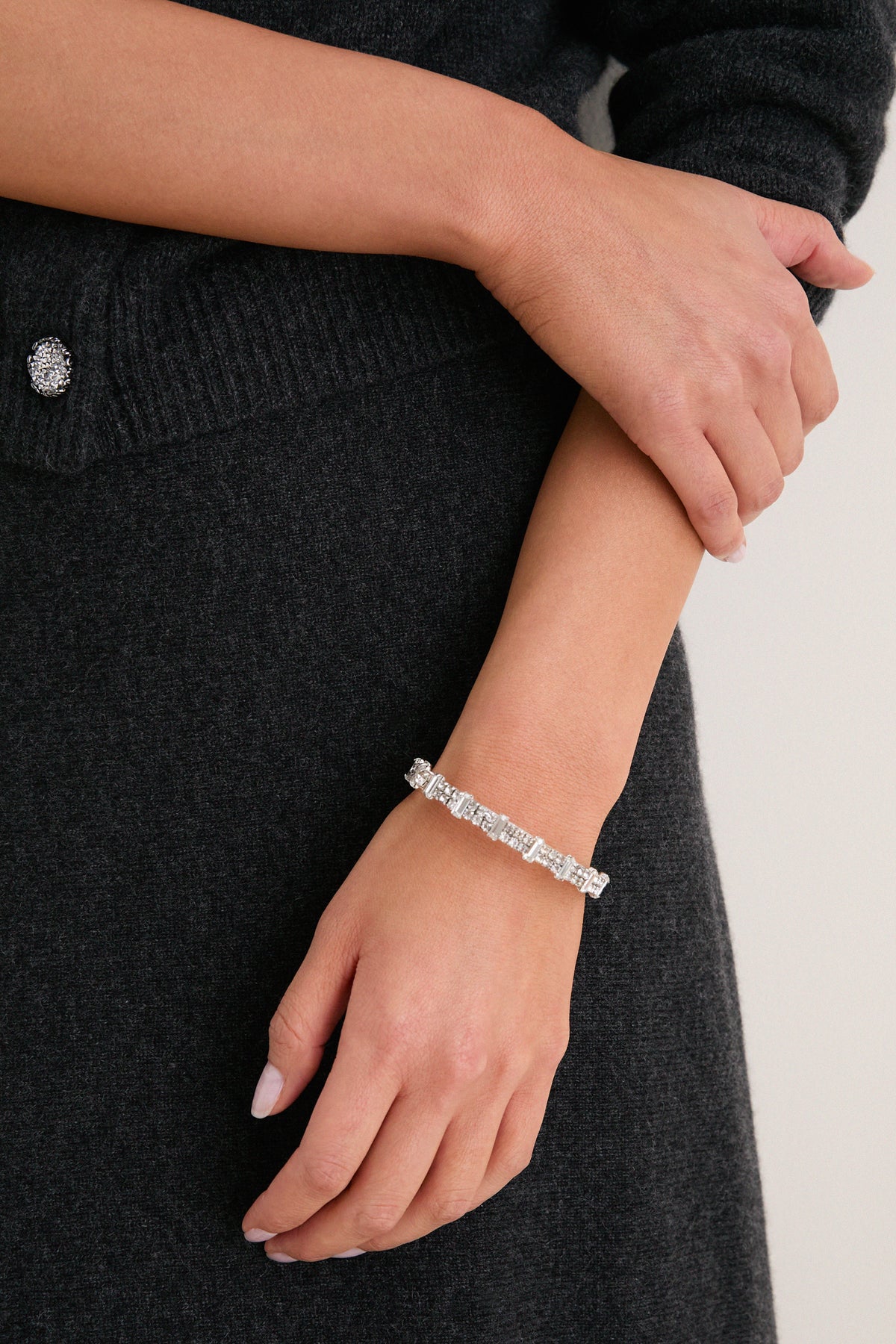 Silver and Crystal Clasp Bracelet