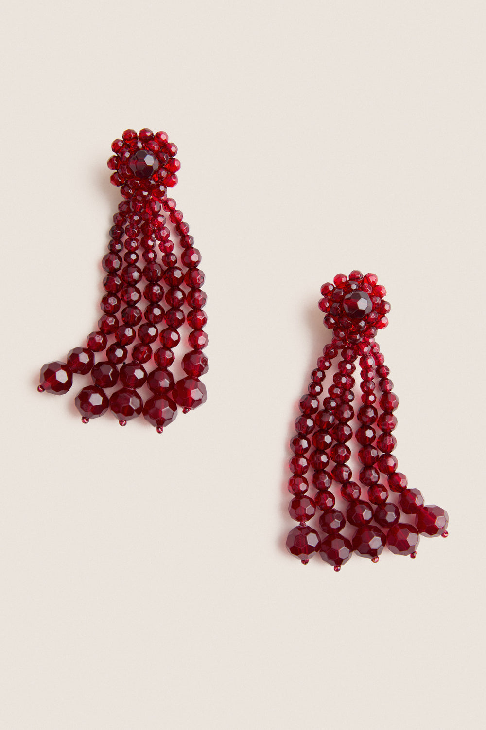 Oxblood Beaded Drop Earrings
