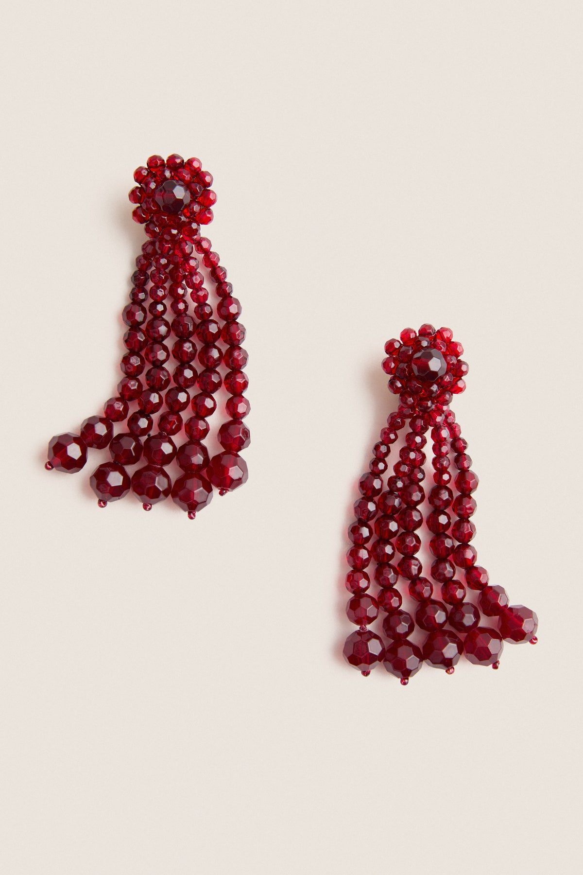 Oxblood Beaded Drop Earrings
