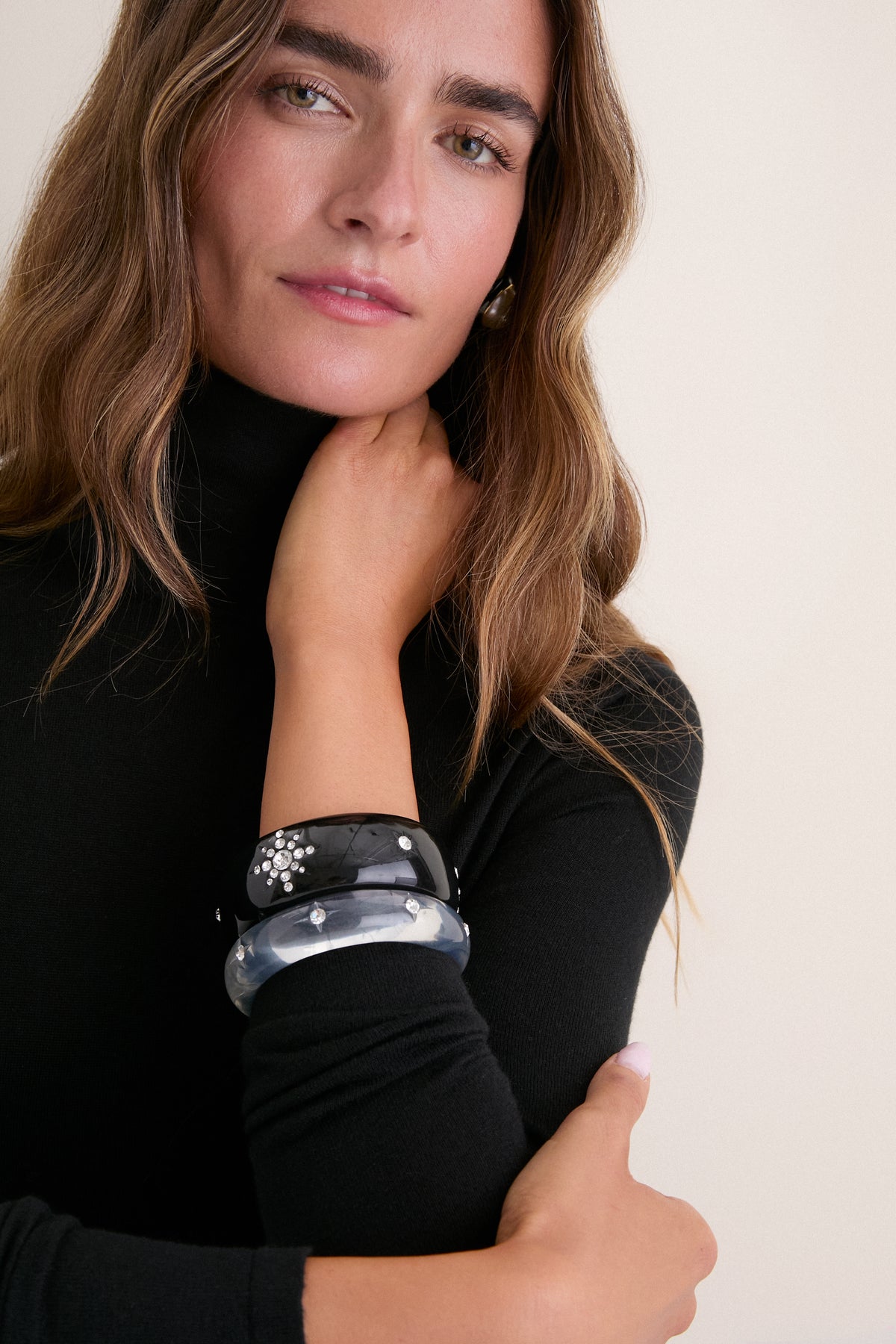 Lucite and Black Bangle Set