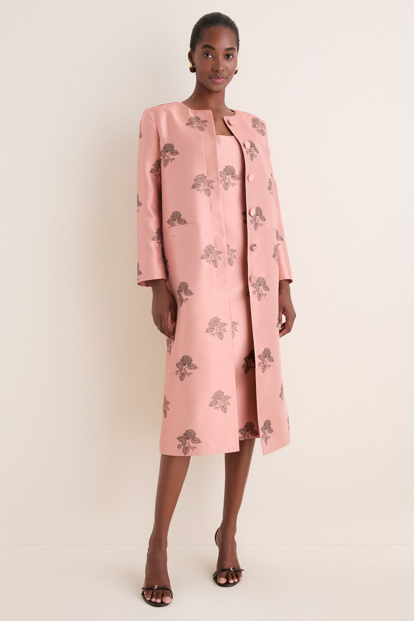 Apricot Jacquard Callas Coat