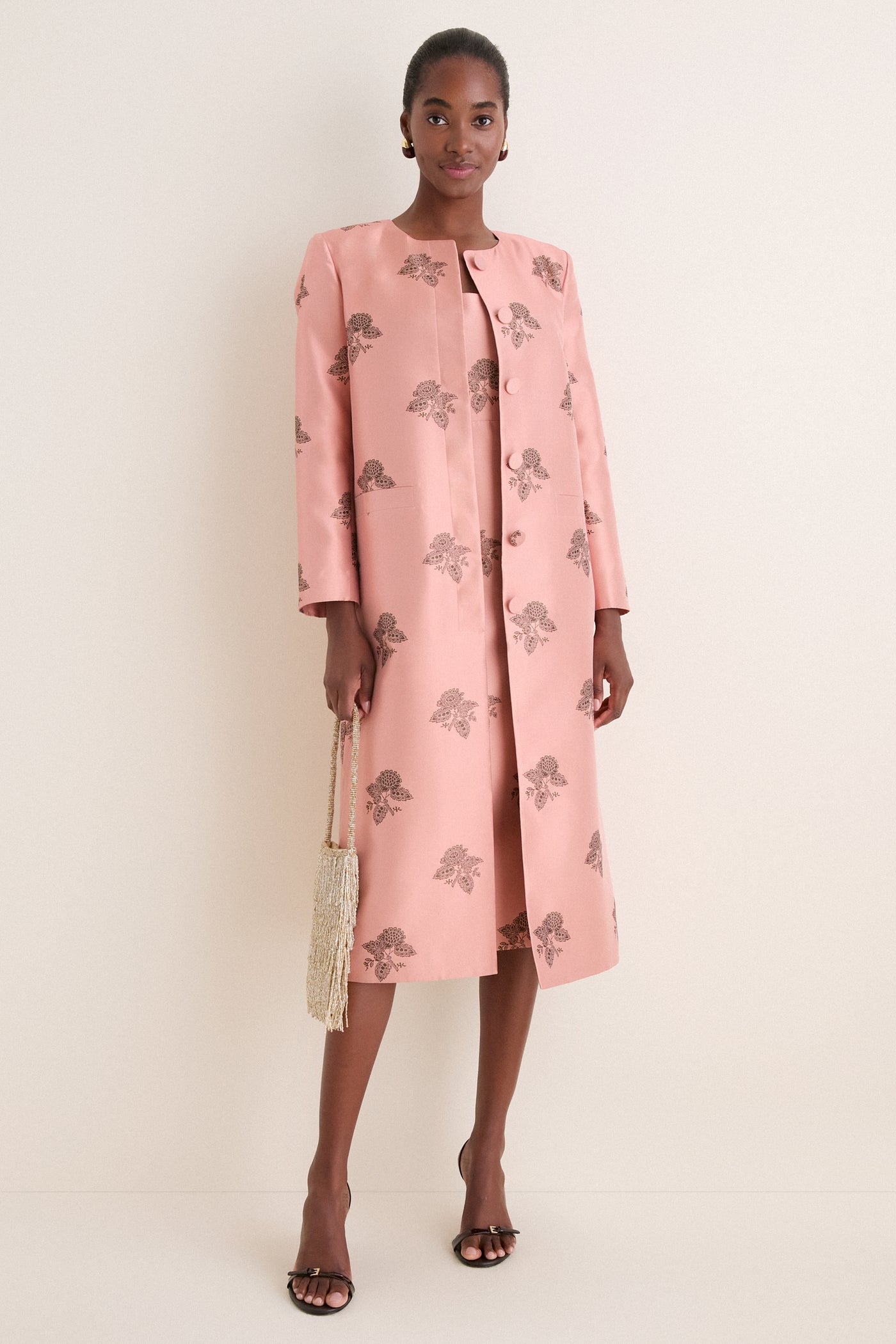 Apricot Jacquard Callas Coat