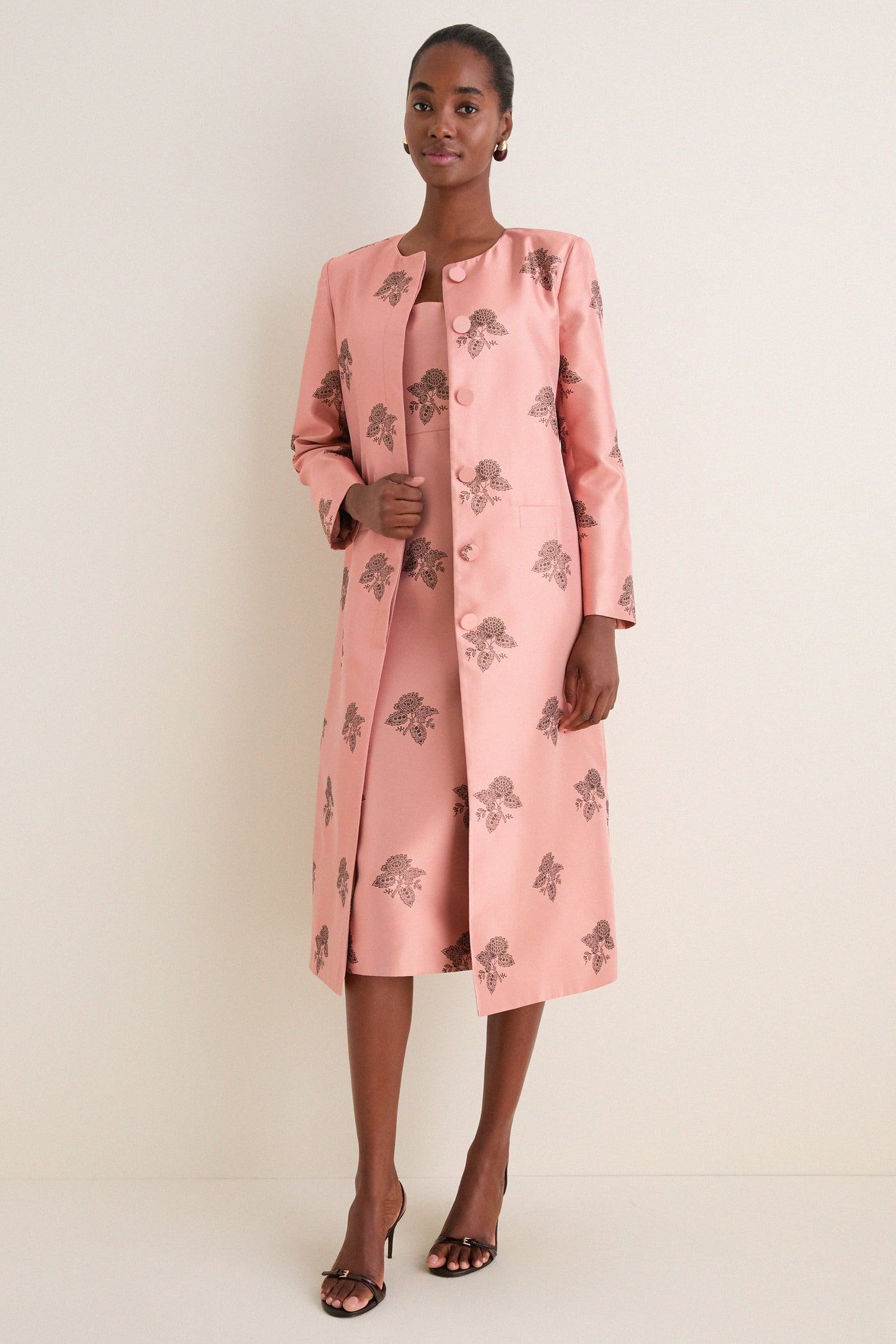 Apricot Jacquard Renata Dress
