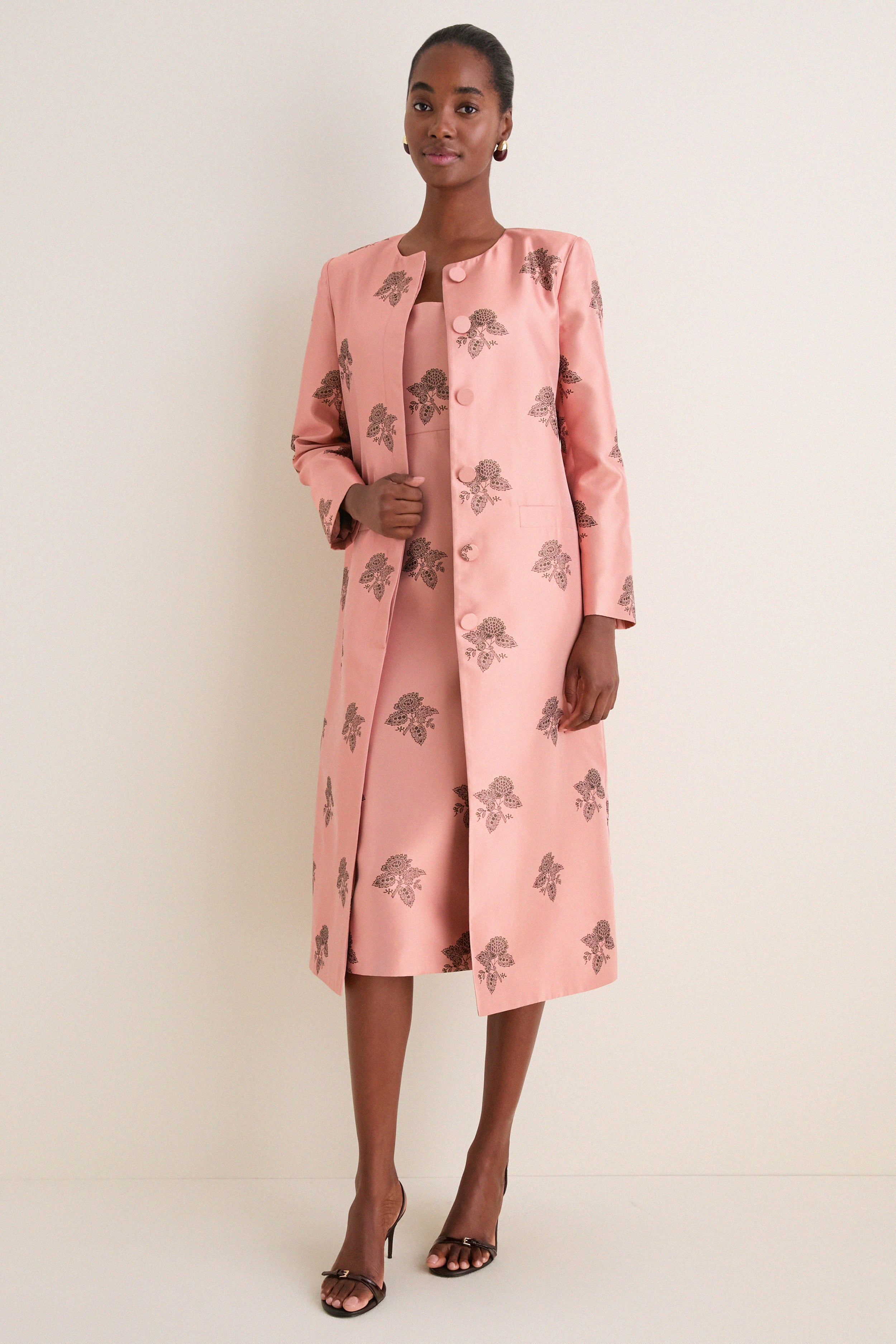 Apricot Jacquard Renata Dress