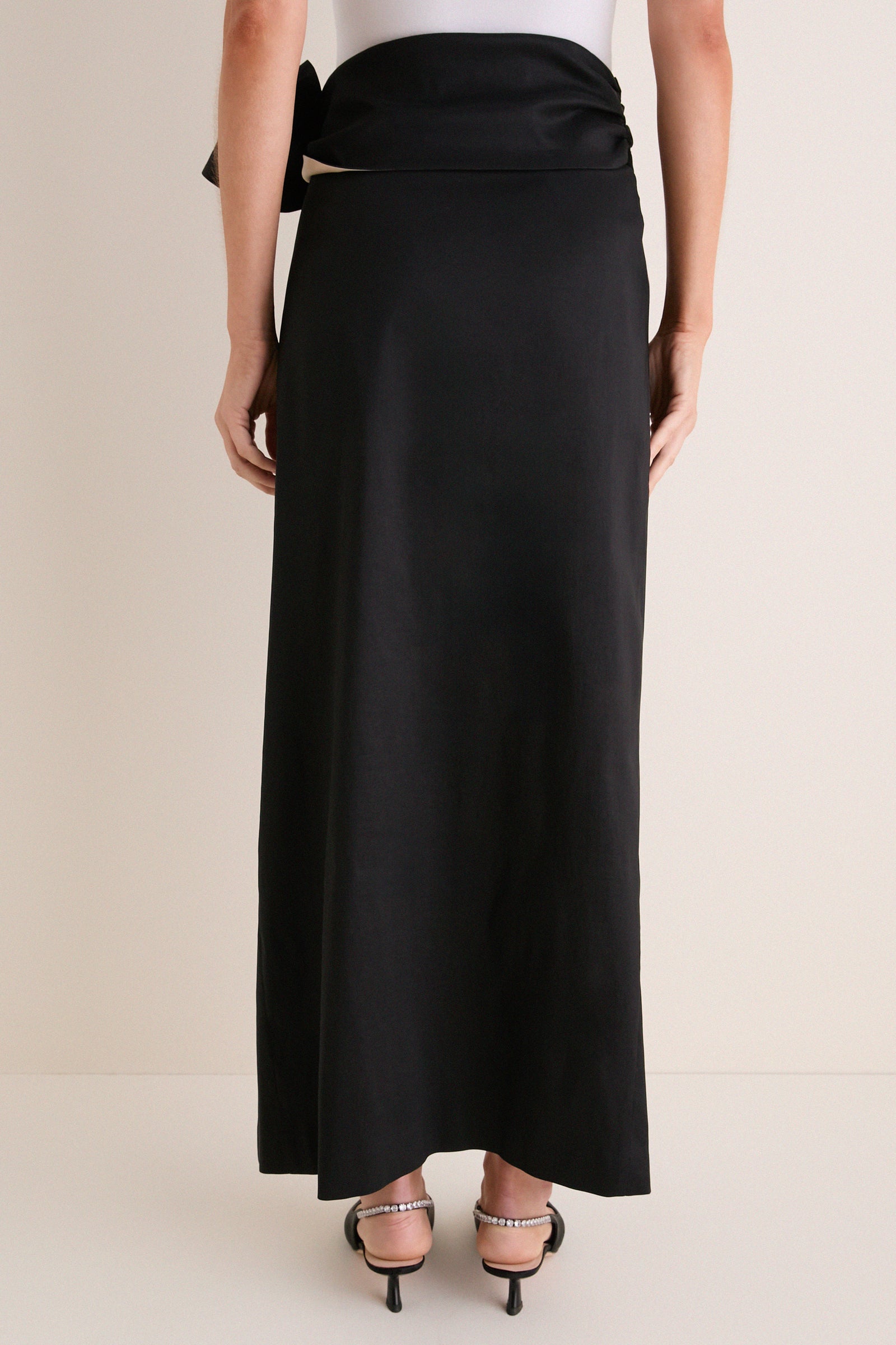 Noir Taffeta Angelise Tie Skirt