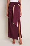 Wine Taffeta Angelise Tie Skirt