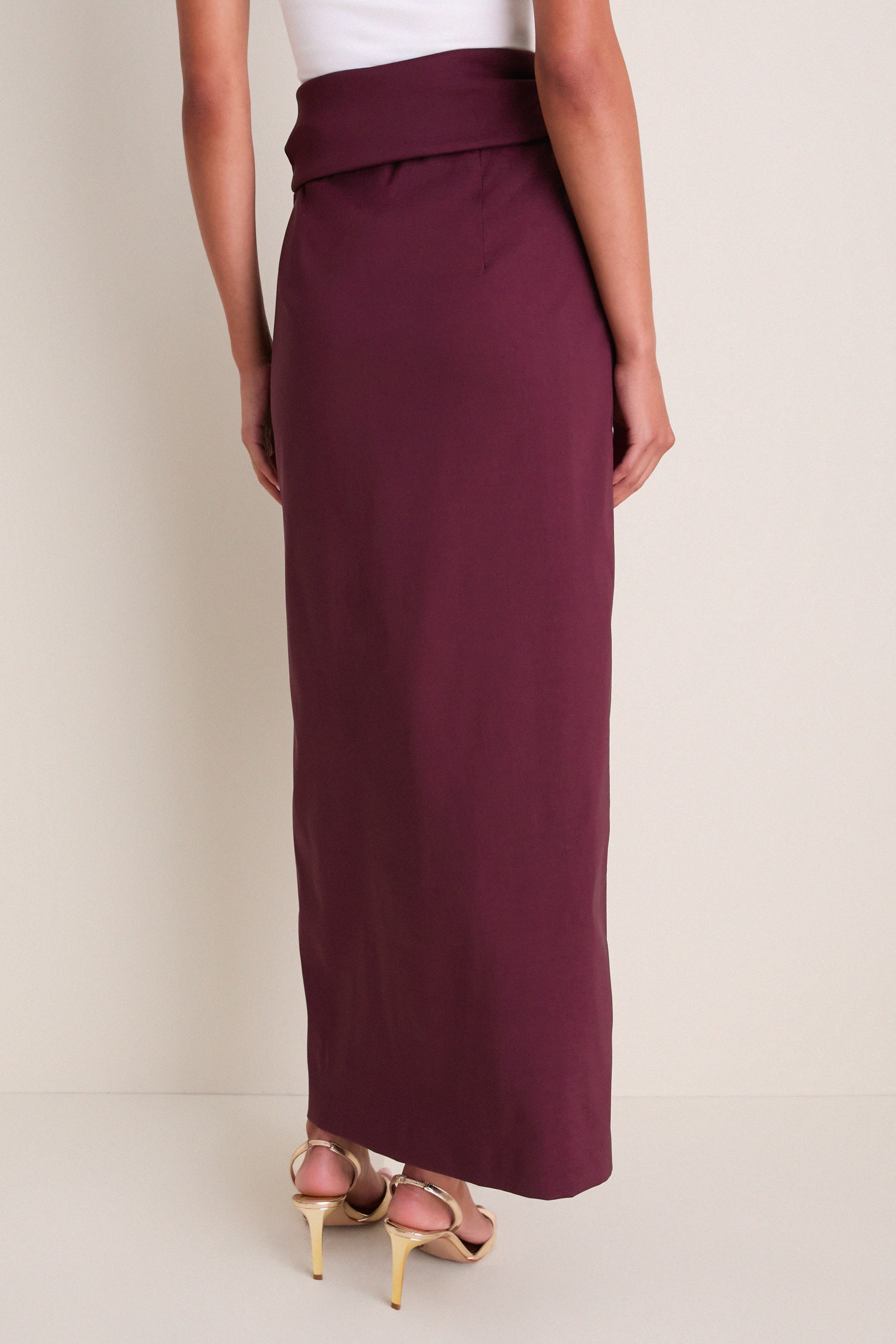 Wine Taffeta Angelise Tie Skirt