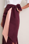 Wine Taffeta Angelise Tie Skirt
