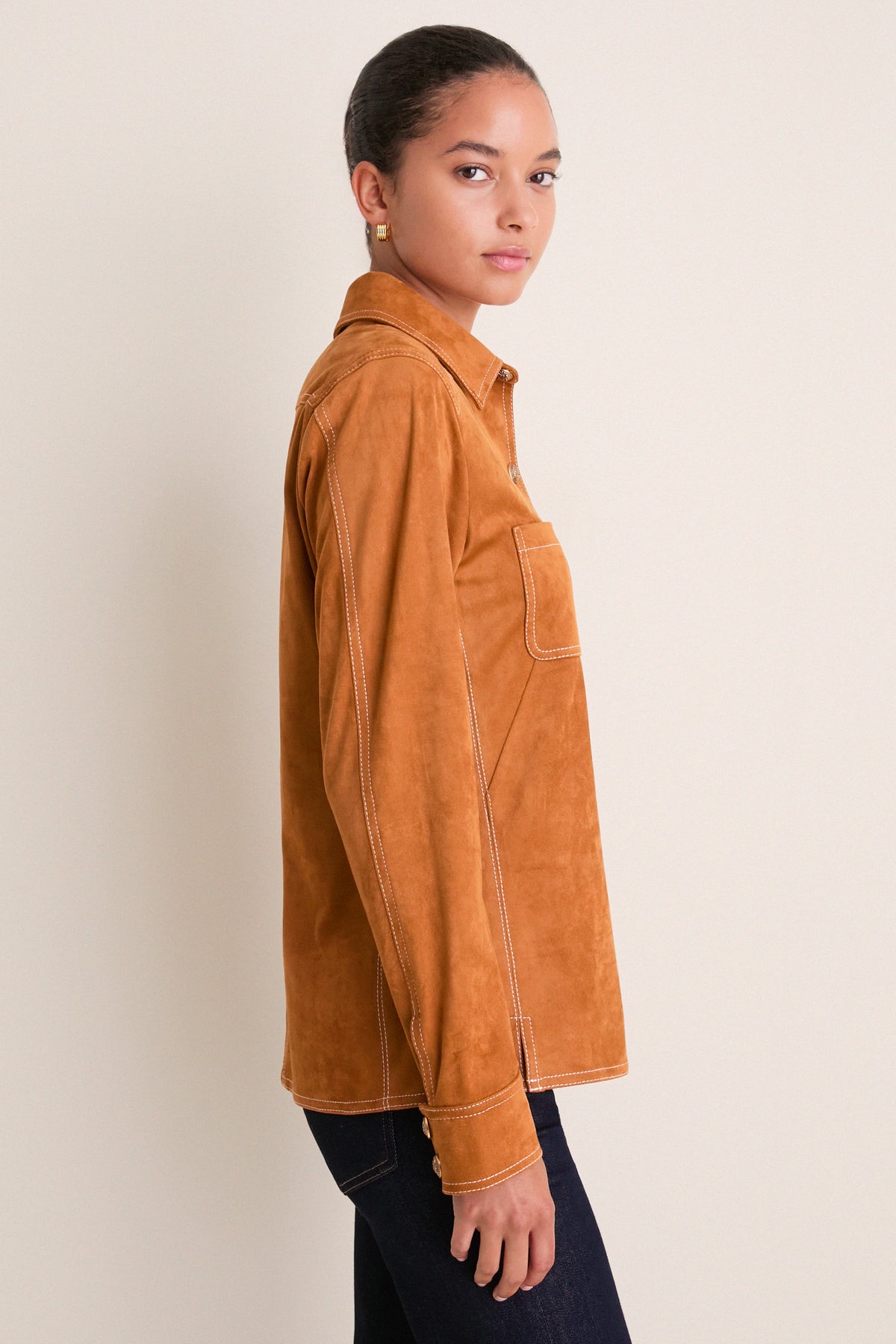 Tan Suede Redford Button Down