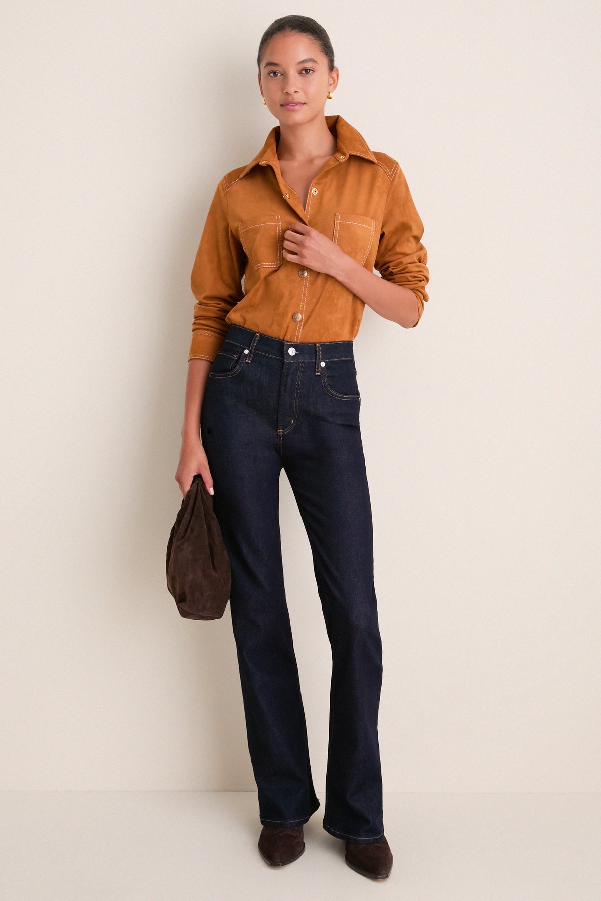 Tan Suede Redford Button Down