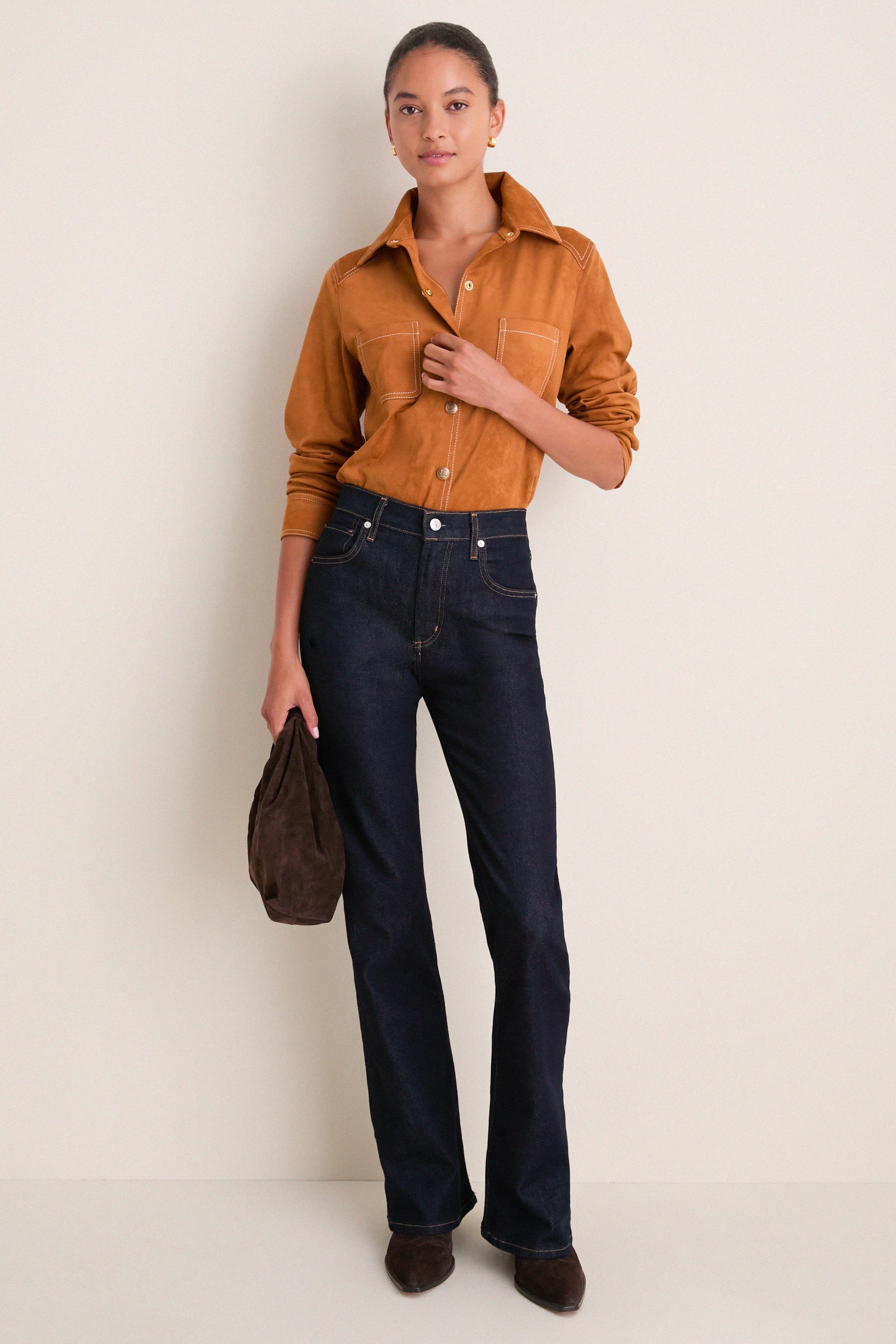 Tan Suede Redford Button Down