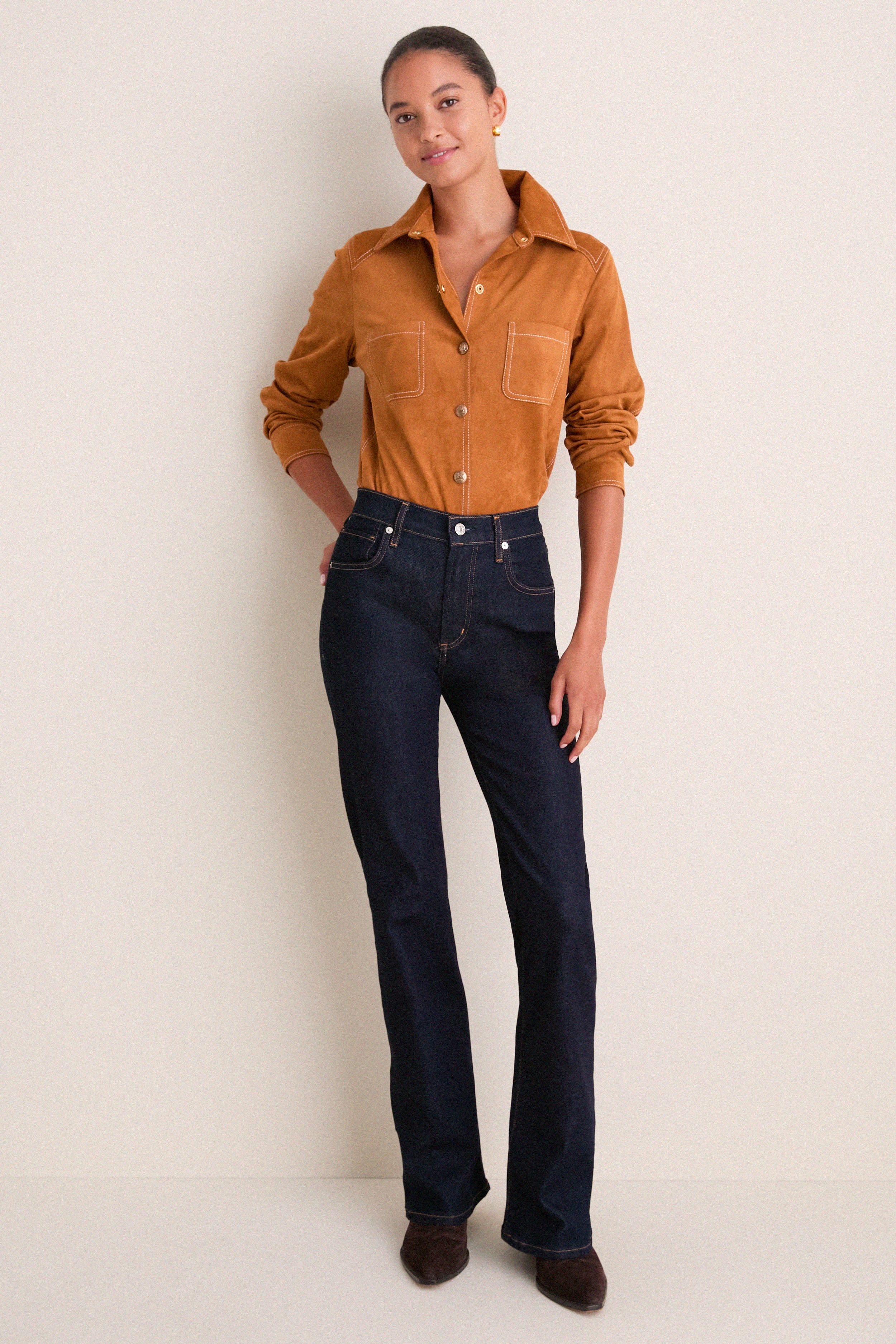 Tan Suede Redford Button Down