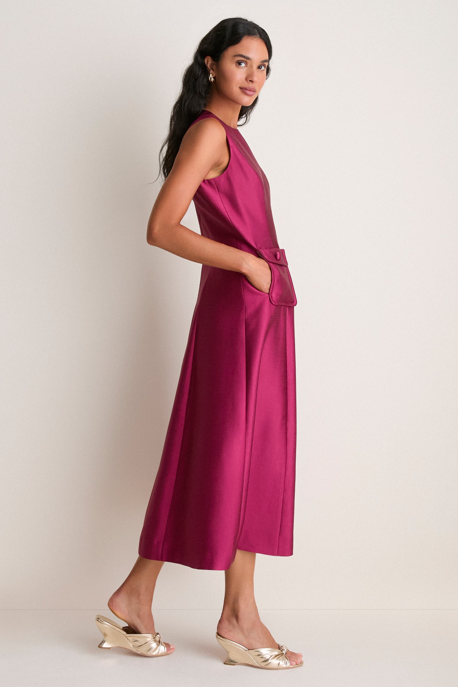 Berry Dupioni Helene Dress