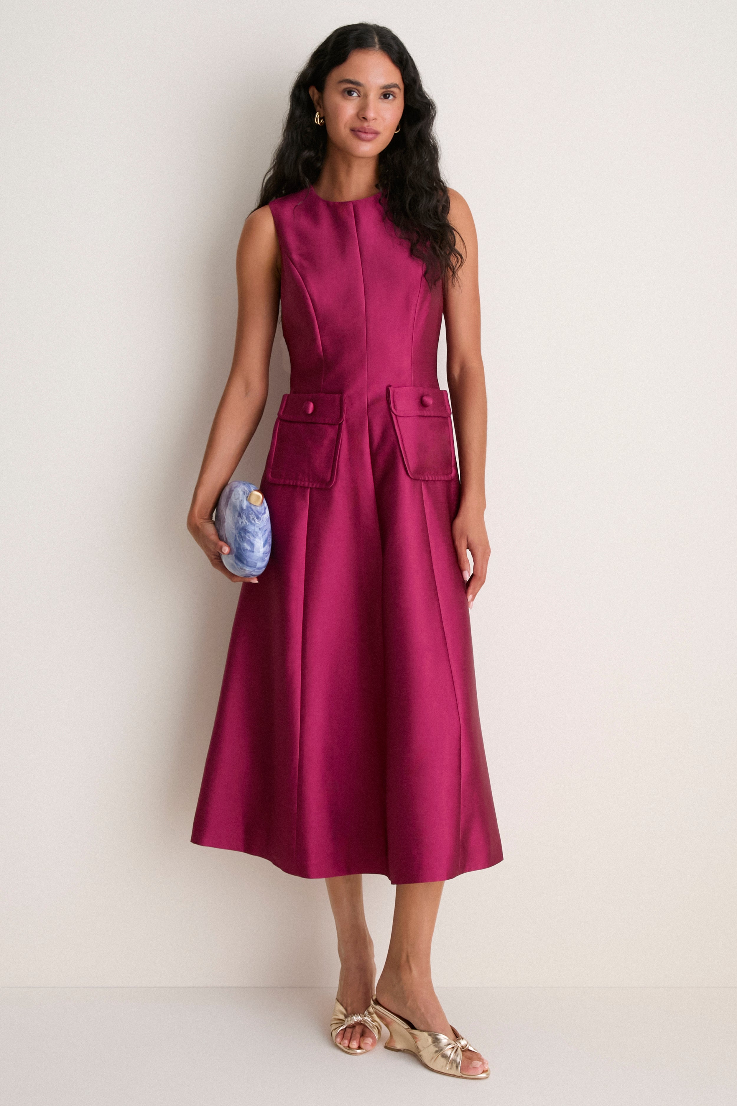 Berry Dupioni Helene Dress