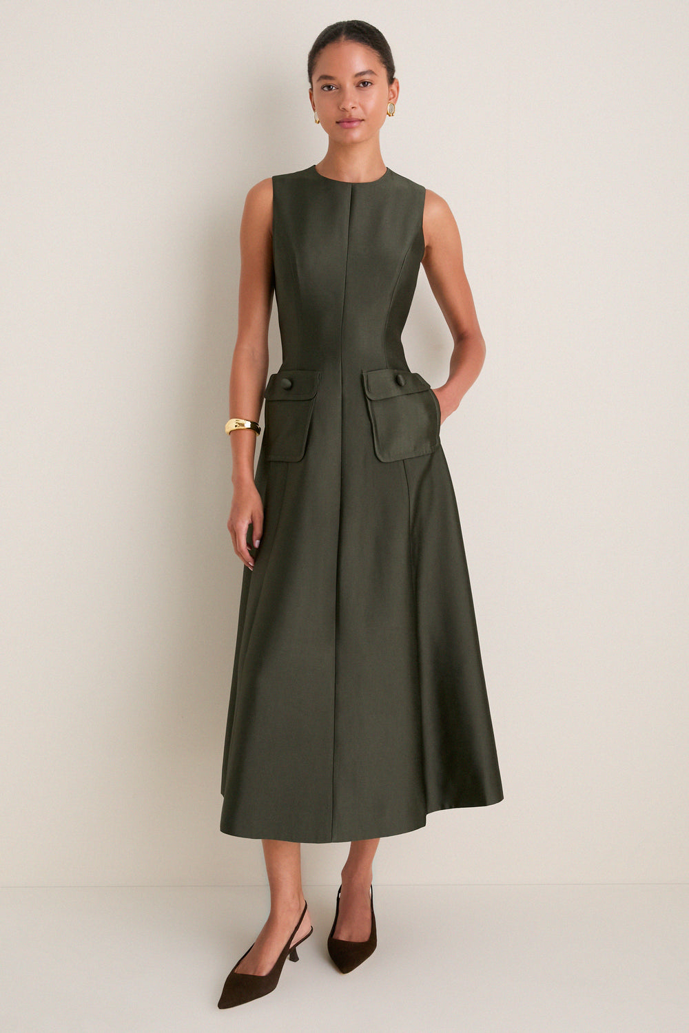 Evergreen Dupioni Helene Dress